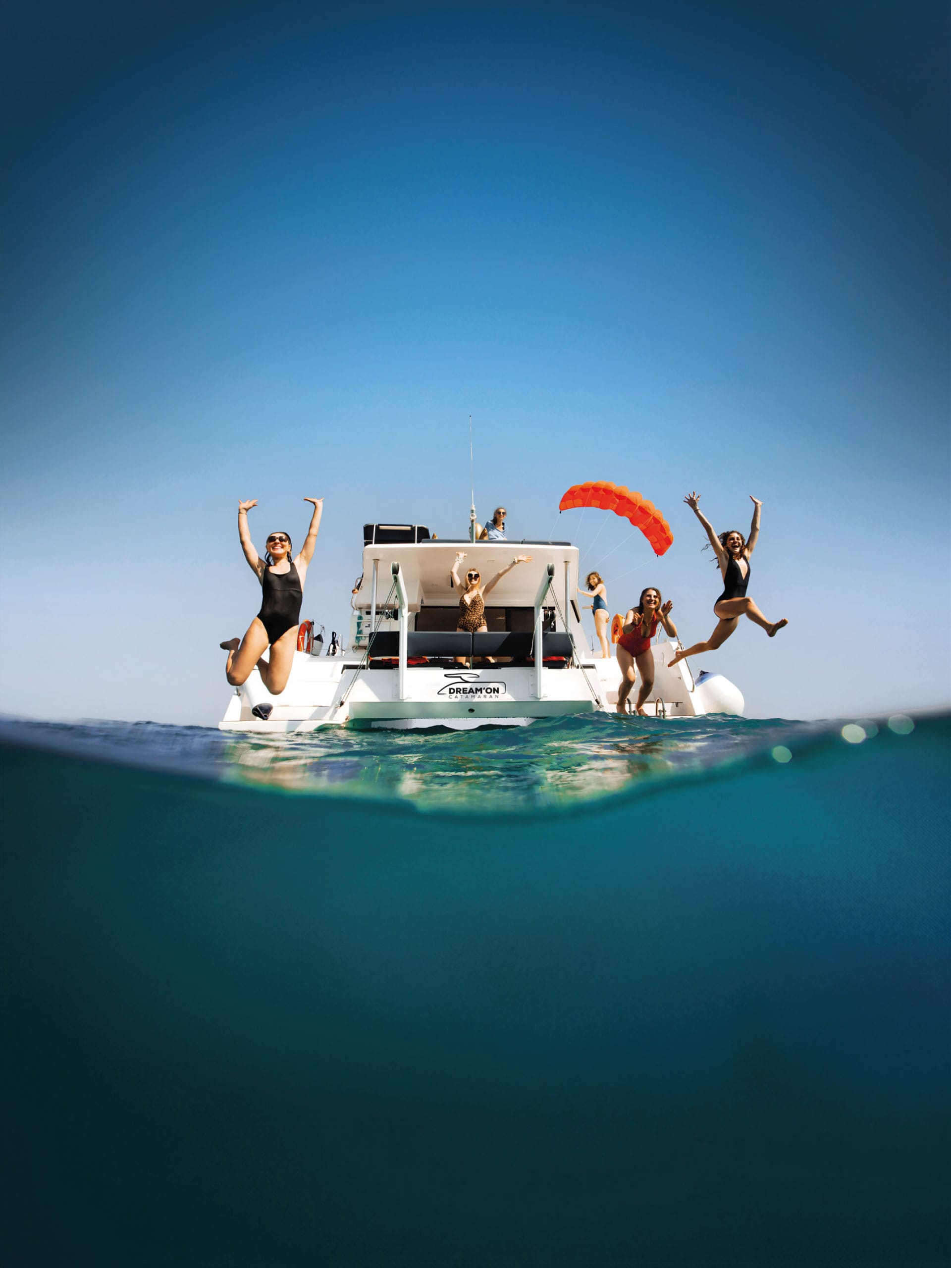 Bateau, mer, plaisir, amis, Catamaran